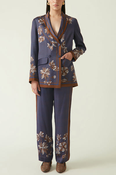 Navy printed jacket and pants