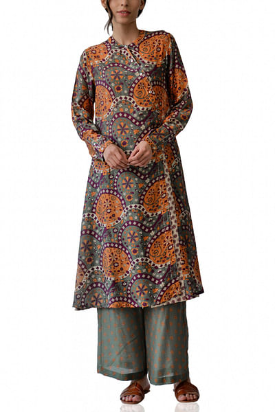 Printed chanderi tunic with pants