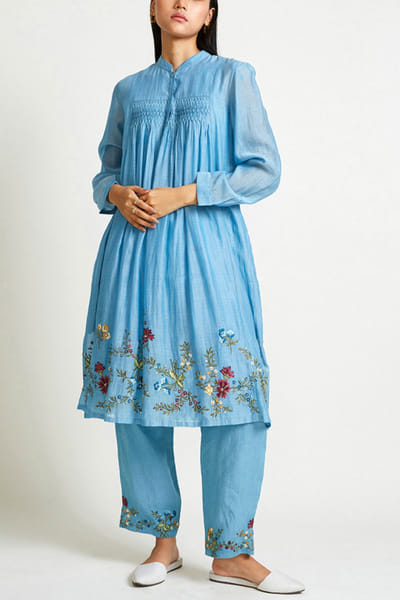 Aqua blue kurta set