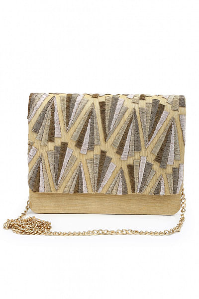 Gold shaded embroidered clutch