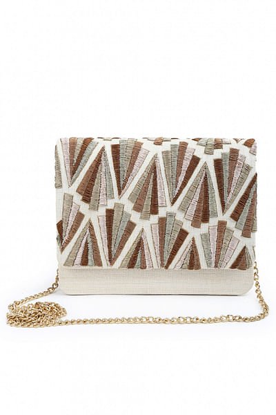 Multi-shaded embroidered clutch