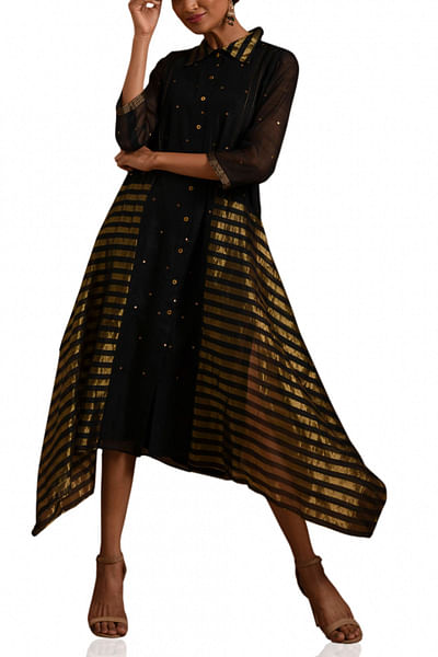 Black and gold asymmetric dress