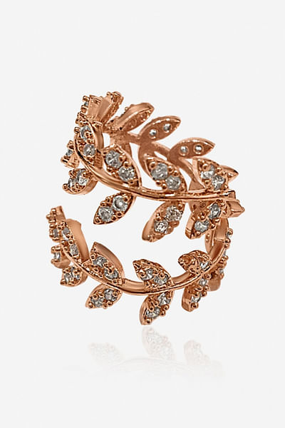 Rose gold leaf ring