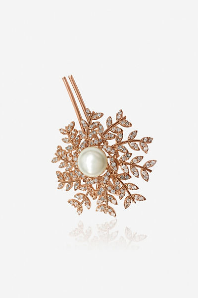 Pearl embellished floral clip