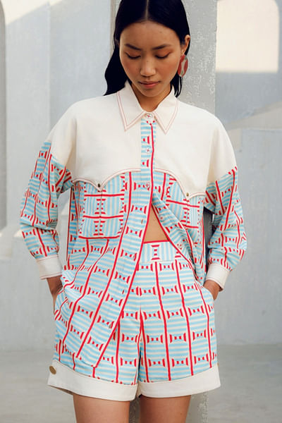 Multicolour geometric printed shirt