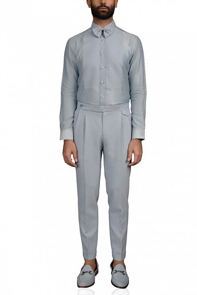 Light blue shirt and trousers