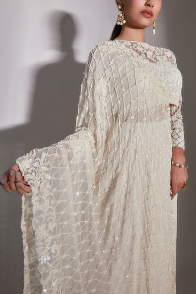 Offwhite embroidered lehenga set