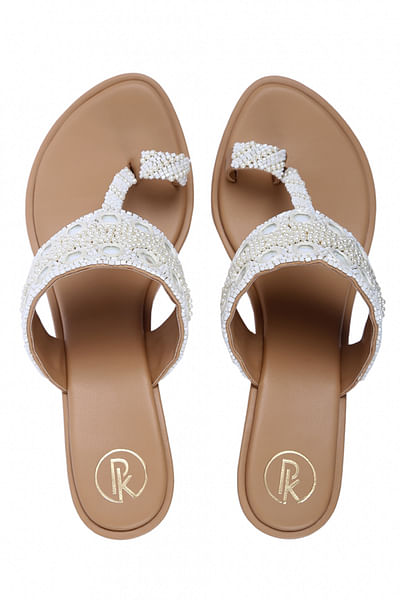 Tan and cream kolhapuri sandals