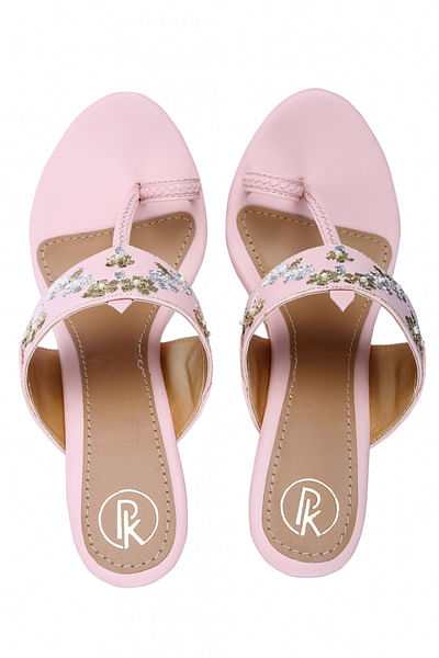 Pink embellished kolhapuri sandals