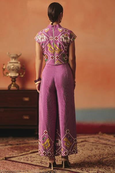Pooja Rajgarhia Gupta Magenta ikat printed co-ords POOSEP25D134258