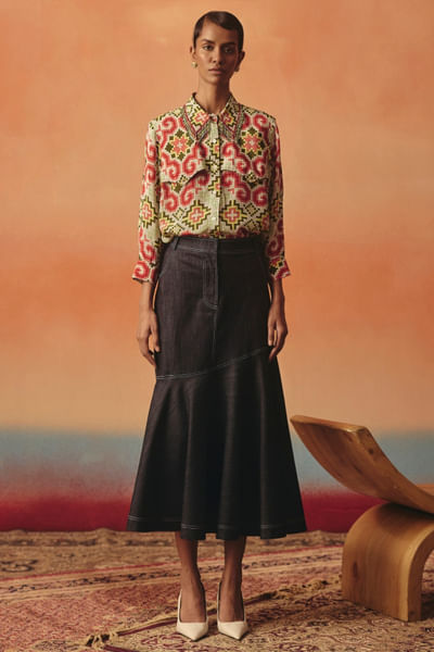 Multicolour ikat print shirt