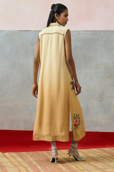 Pooja Rajgarhia Gupta Beige rose sequin embroidered maxi dress POOJJUN26D147902