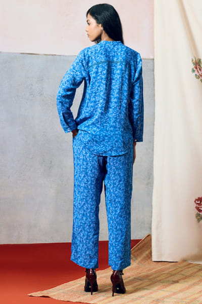 Pooja Rajgarhia Gupta Blue printed goergette pants POOAPR26D142324