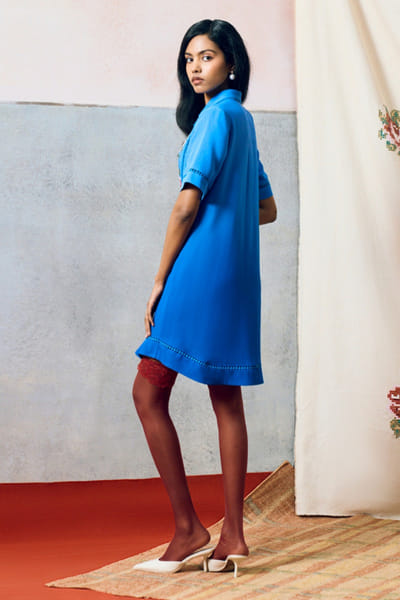 Pooja Rajgarhia Gupta Blue rose sequin embroidered rose short dress POOAPR26D142328
