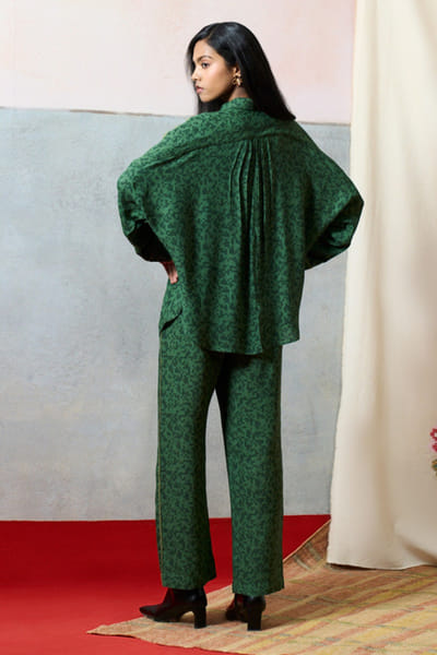 Pooja Rajgarhia Gupta Green printed georgette pants POOJJUN26D147909