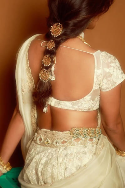 Anamika Khanna Ivory chikankari embroidered lehenga set ANAMJUL26D148813