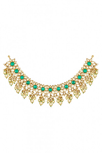 Green kundan necklace