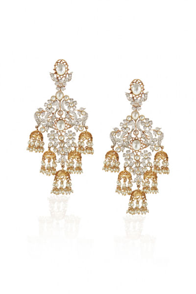 Antique gold zircon jhumkis