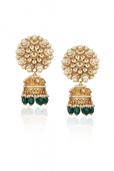 Kundan and pearl embellished jhumkis