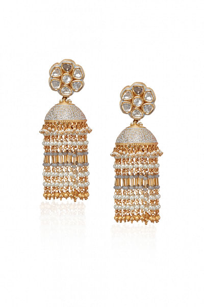 Grey enameled jhumkas