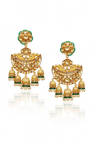 Gold kundan statement earrings