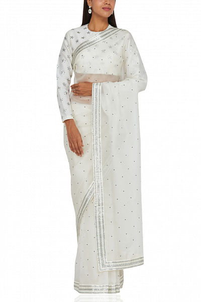 White sequined sari