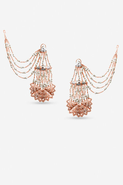 Rose gold and swarovski earrings with extensions