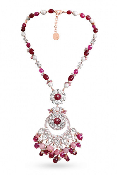 Red swarovski crystal necklace set