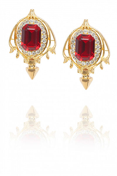 Red swarovski stud earrings