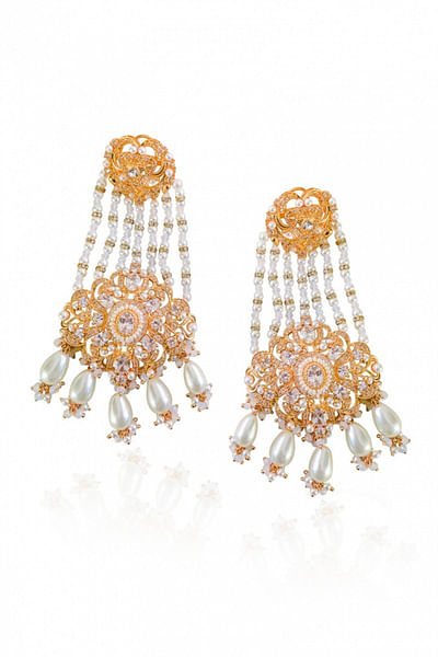 Kundan and pearl embellished earrings