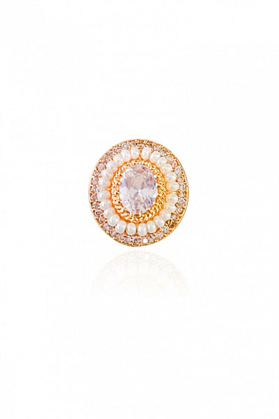 Gold pearl embellished ring