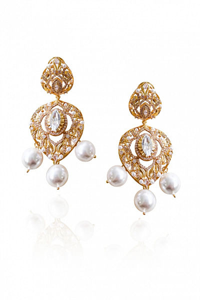 Kundan and pearl drop earrings