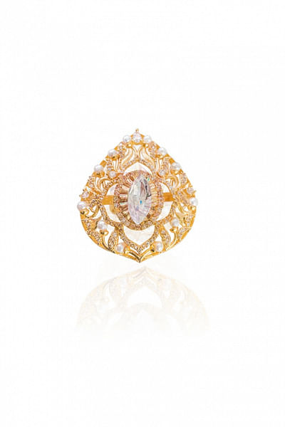 Gold plated crystal ring