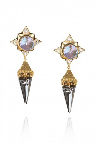 Structured Swarovski and metal earrings