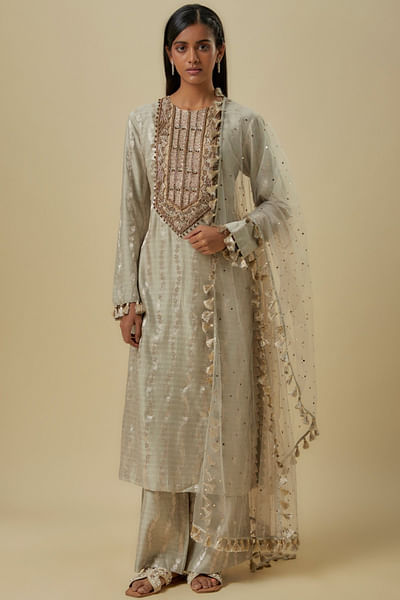 Grey embroidered kurta set