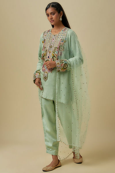 Mint embroidered kurta set