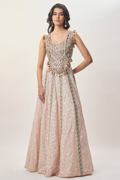 Blush pink embroidered lehenga set