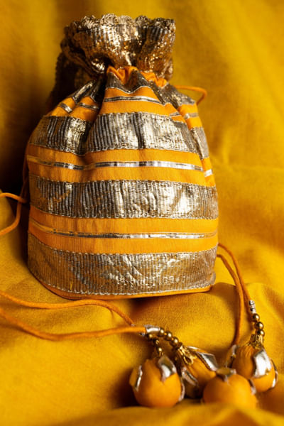 Yellow gota patti potli bag