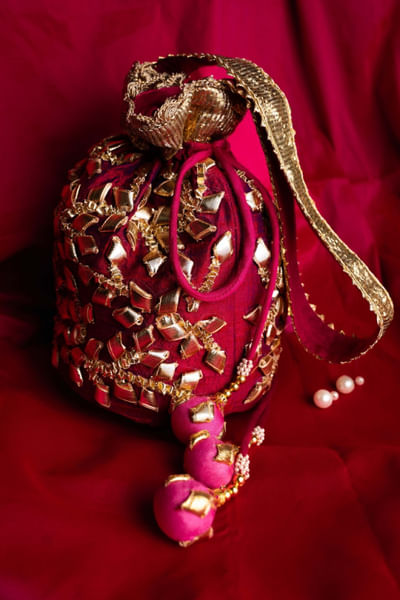 Plum gota patti potli bag