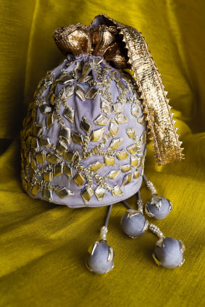 Lavender gota embroidered potli bag