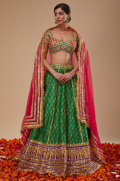 Multicolor gota embroidered lehenga set