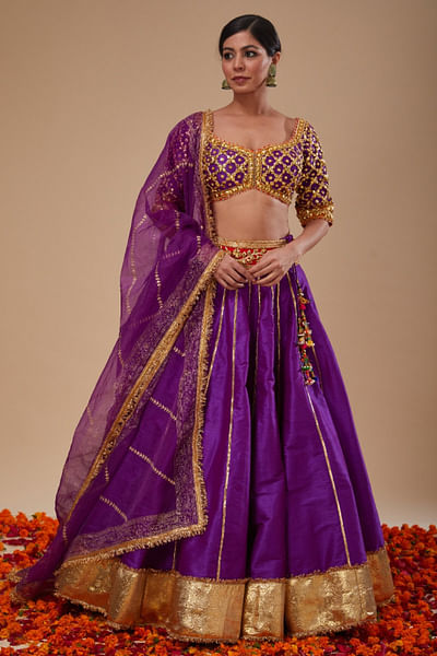 Purple gota embroidered lehenga set