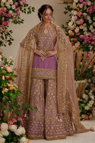 Preeti S Kapoor Lavender floral gota embellished sharara set PSKJAN24D105