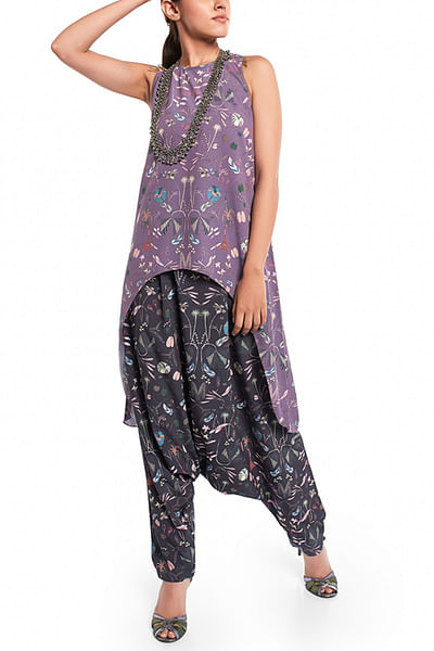 Purple forest printed tunic set