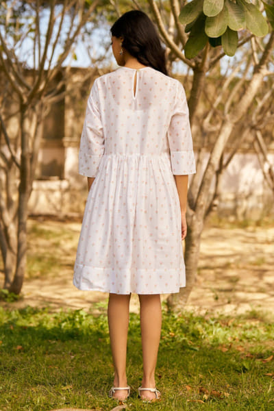 Moh India Ivory chintz print gathered dress MOHIJUL26D150045