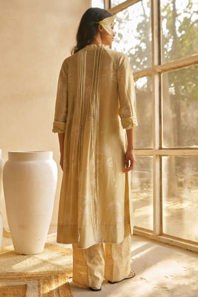 Moh India Beige printed full-sleeved kurta set MOHIJUL26D150015
