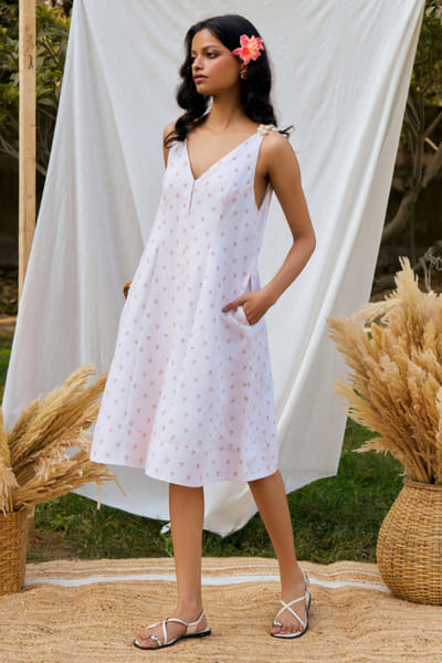 Moh India Dusty rose printed sleeveless dress MOHIJUL26D150039