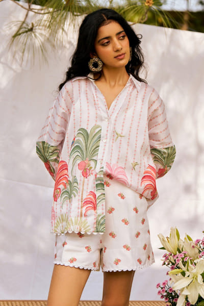 Moh India Ivory printed oversized shirt MOHIJUL26D150032
