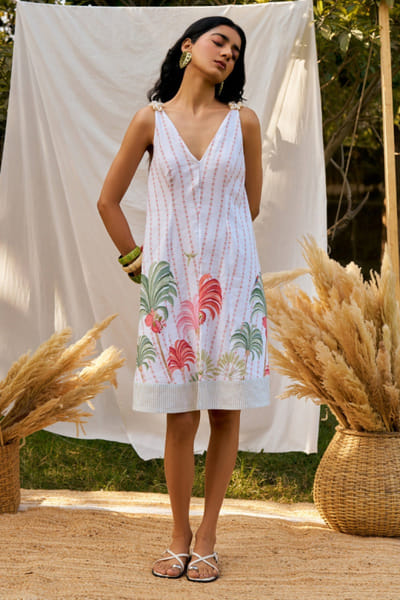 Moh India Ivory printed sleeveless dress MOHIJUL26D150040