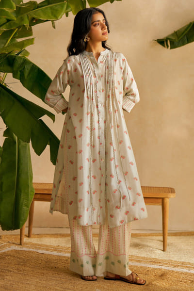 Moh India Mint green printed kurta set MOHIJUL26D150016